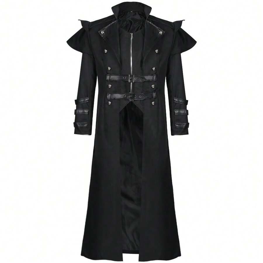 Men Accessory Sets - Gothic Trench Coat, Black - View 1