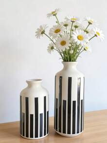 Ceramic Vase With Black Stripes, Simple Vase For Party Decoration - Western-style Bottle - View 3