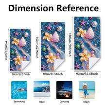 1pc Marble, Starfish, Shell & Flower Pattern Printed Beach Towel, Super Absorbent Quick Dry Towel For Swimming, Soft & Lightweight Beach Blanket, Ideal Beach Essential For Beach, Swimming, Outdoor, Camping, Travel - B - View 2