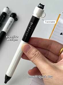 Bộ 4 bút bi xoay hình mèo trung tính, ruột bút xoay giảm căng thẳng 0.5mm, vỏ bút silicon, nhanh khô, bút văn phòng 0.5mm, lý tưởng làm quà tặng đầu năm và dịp lễ. - Nhiều màu - Xem 4