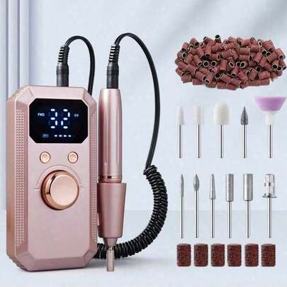 20,000RPM Rechargeable Electric Nail Drill, Professional Portable Nail File Machine For Acrylic, Gel Nails Polishing, Includes 11 Sanding Bits & 20 Sanding Bands, Cordless High-Speed Salon & Home Use, Great Gift For Women