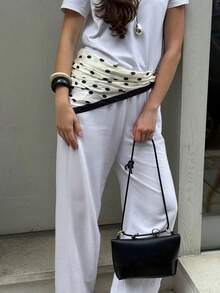 1条2026款简约波点印花头巾，新款，春季头巾，女士多功能腰带配饰，时尚围巾，可作飘逸发带和头饰 - 彩色 - 查看 1