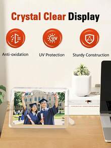 1个双面磁性亚克力悬浮相框，无框桌面照片或图片展示架 - 透明 - 查看 4