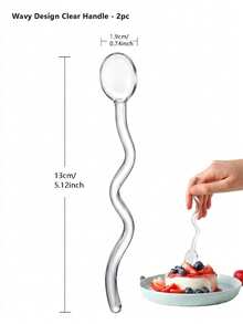 4 piezas Cucharas de vidrio para revolver, cucharitas de té, mini cucharillas para café, cucharas para leche, jugo y helado, cucharas de vidrio para mezclar en fiestas en el hogar, transparente/amarillo/rosa, útiles escolares - Talla única - Ver 11