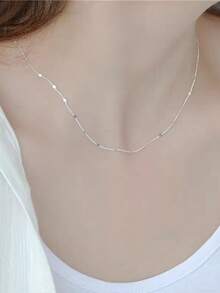 S925纯银镀金/镀银素链，闪亮亮片裸链，女士DIY叠戴项链，精美礼盒 - 彩色 - 查看 5