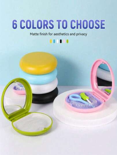 1 Set Travel Dental Retainer Storage Box, Flip-Top Design, Dustproof And Moisture-Proof, Suitable For Orthodontic Retainers, Dentures, And Dental Appliances