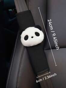 Cute Panda Head Car Seat Belt Shoulder Pad Set Interior Lady Protective Cover Against Scrag Four Seasons. - Panda - View 8