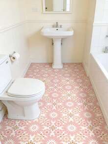 WoStick 10pcs 11.81"X11.81" Removable Self-Adhesive Waterproof Floor Stickers, Suitable For Rental Bedroom Laundry Room, Moroccan Pattern - Patterned Tile Flooring - View 9