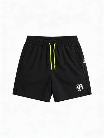 Quần short nam mùa hè, quần dài thể thao thoáng khí thời trang, quần short chạy bộ ngoài trời, quần Bermuda tập luyện bằng lụa băng.