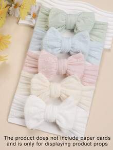 2/5pcs Baby & Kids Soft Elegant Fashion Double-Layer Mesh Bow Headbands, Cute Toddler Elastic Hair Accessories, Suitable For Daily Use, Spring/Summer - Multicolor - View 14