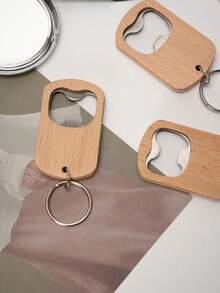 Custom 1/10/30pcs Stainless Steel Wood Carved Keychain Bottle Opener, Portable, Thick And Durable, Suitable As Gifts For Beer, Soda, Father's Day, Mother's Day And Party - Multicolor - View 6
