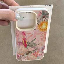 1pc TPU Material Cute Sea Turtle & Shell Patterned Phone Case, Compatible With Iphone 17 Pro Max/17/16 Pro Max/15/13/12/11, S20 FE/A15/S24/A55, Note 11/12/13 Pro, Full Coverage Anti-Drop Soft Protective Cover - White - View 3