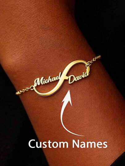 Customized Name Bracelet, Minimalist Infinity Symbol Customized Bracelet, Women's Bracelet, Customized Double Name Infinity Symbol Bracelet, Mother's Name Jewelry, Customized Gift, Unique Personalized Women's Gift, Bridesmaid Gift, Daily Wear Jewelry, Couple Gift