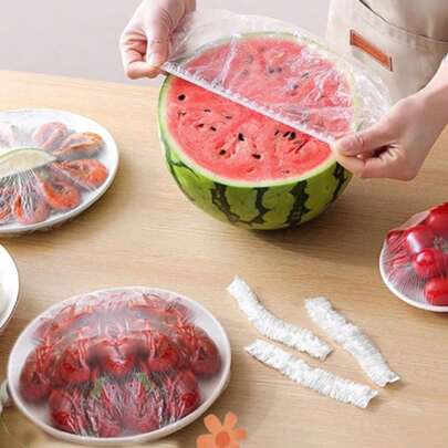 50 cái/100 cái/200 cái màng bọc thực phẩm co giãn dùng một lần, thích hợp để bảo quản thực phẩm và trái cây, giữ nguyên hương vị món ăn đã nấu chín, phù hợp với cả bát nhỏ và lớn.