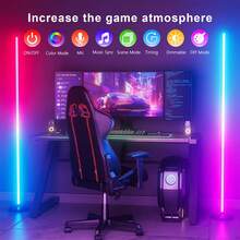 1 قطعة مصباح أرضي زاوية ذكي RGB حديث، مع تحكم عن بعد وتحكم عبر التطبيق، ارتفاع قابل للتعديل، مزامنة الموسيقى، مناسب لغرفة المعيشة وغرفة الألعاب وغرفة النوم وديكور حفلات العطلات، مصباح زاوية LED - مصباح أرضي - مشاهدة 3