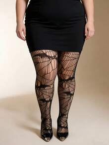 1 đôi tất lưới cỡ lớn màu đen họa tiết dơi, kiểu Gothic gợi cảm, thích hợp mặc hàng ngày. - 6171 Bat Black - Xem 5