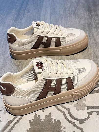 Zapatillas de Tenis para Mujer con Cordones Zapatos de Moda Cómodos para Correr, zapatos deportivos casuales, zapatos clásicos de moda para estudiantes, Tenis Blancos de Mujer,Zapatos de Tenis cómodos con Plataforma Informal para Mujer, Ligeras Zapatos Blancos de Mujer para Mujer PU Calzado Casual de Moda para Mujer para Actividades al Aire Libre Campañas