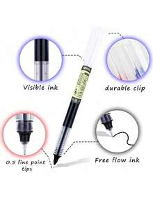 30pcs Quick-Drying Liquid Ink Ballpoint Pens 0.5mm Black & Blue Ink, School & Office Supplies, Back To School - Sets - View 9