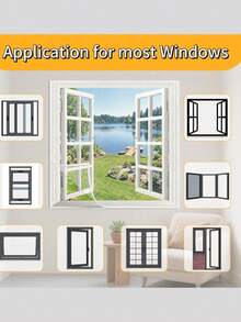 Self-Adhesive Window Screen Mesh Kit, Hook & Loop Easy Install, Breathable Anti Mosquito Insect Net, Removable Reusable Fly Screen For Home Windows - White Mesh - View 6