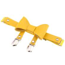 A Punk Street Dance Bowknot Metal Double Duckbill Leather Garter Belt, Boot Strap, Elastic Foot Accessory, Anti-Slip Sock Strap - 黃色 - 查看 13