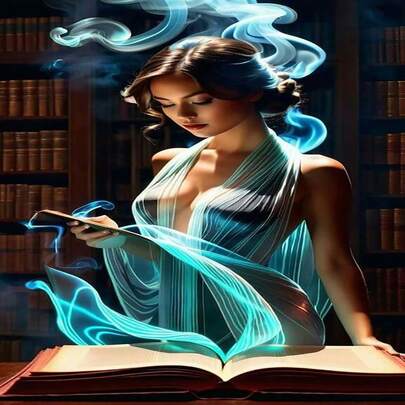 钻石画套装 - “书中之美”，全钻DIY宝石艺术家居墙饰，放松身心的手工礼物，送给爱人，无框，圆形钻石，多种尺寸