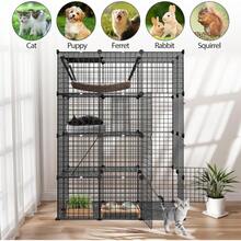 4-Tier Cat Cage Indoor Enclosures - 26 Panles DIY Cat Playpen Metal Wire Kennel Crate W/Extra Large Hammock For 1-2 Cats Small Animals - 41"L X 28"W X 55"H - View 7