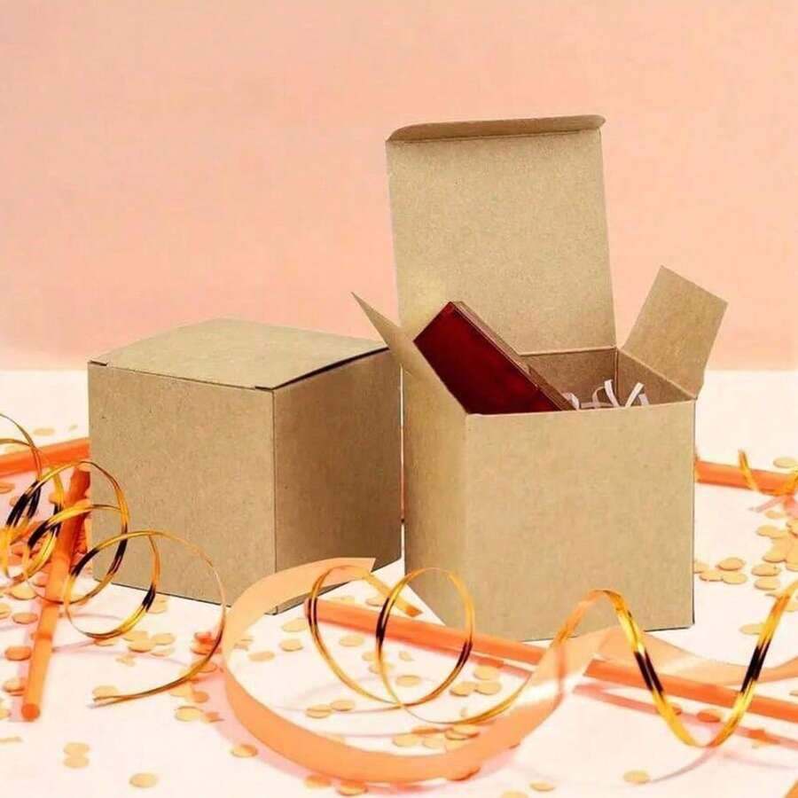 30pcs, Kraft Gift Boxes For Jewelry, Candy, And Small Treats - Decorate With Ribbons - Perfect For Weddings And Small Businesses - Brown - View 1