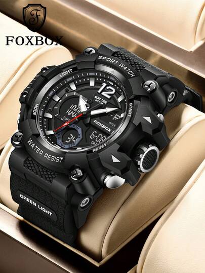 Foxbox Reloj casual y de negocios para hombres LIGE, esfera digital, resistente al agua, luminoso, reloj de calendario de alta gama y sencillo