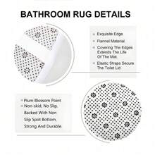 1/4 Set Of Fashionable Marble-Effect Butterfly Shower Curtain Set, Bathroom Decorations And Accessories, Anti-Slip Bathroom Floor Mat, U-Shaped Carpet, Toilet Seat Cover, 70.9*70.9in Shower Curtain Cord, 12 Durable Hooks, Exquisite Holiday Gift - G - View 10
