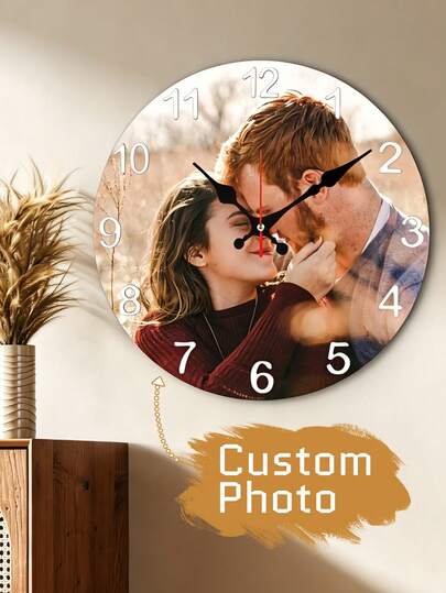 1 Stück Wanduhr mit Foto nach Maß, personalisierte Bildwanduhr, 8/10/12 Zoll Foto Wanduhren für Wohnzimmer Dekoration mit Foto, anpassbare Tischuhr, Valentinstag, Valentinstag Dekoration