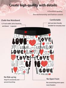 DOKER 男士趣味平角内裤，美式复古涂鸦印花，浪漫情人节主题，针织面料，宽松运动版型，透气吸汗，柔软亲肤，休闲运动型平角内裤 - 彩色 - 查看 7