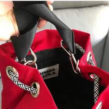 Women's Spring Backpack, Versatile Shoulder Bag With Letter Design, Men's Shoulder Bag - Red and Gray Rope - View 4