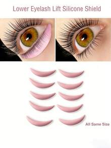 Libeauty 5对装柔软粉色硅胶下睫毛夹垫 | 可重复使用的月牙形睫毛夹垫 | 可爱粉色美妆工具，适合家庭DIY和沙龙使用 - 彩色 - 查看 5