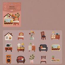 30pcs/Pack Vintage Embossed Knit Texture Warm Stickers, Suitable For Scrapbooking, Planner, Album, Notebook, Desktop Decor, DIY Crafts - A - View 12
