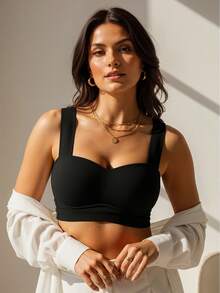1pc Women Everyday Casual Wireless Seamless Comfort Bra With Cup Support - Black - View 5