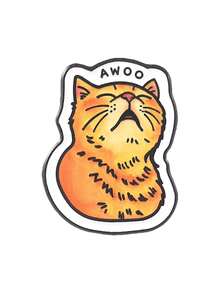 1pc Cute Orange Tabby Cat Brooch, Closed Eyes Howling "AWOO" Onomatopoeia, Cat Themed Badge, Minimalist Design, Daily Wear Accessory Gift - Orange - View 10