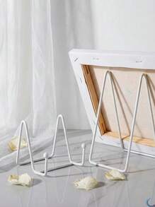 1pc N-Shaped Iron Photo Frame Holder, Simple Phone & Tablet Metal Stand, Display Stand For Decorative Plate - White - View 3