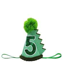 Handmade Felt Cartoon Dinosaur Green Birthday Hat, Birthday Costume Headwear, Handpasted 1-9 Number Birthday Party Hat - Green - View 19