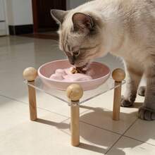 1pc Pet Ceramic Raised Bowl With Acrylic Stand, Anti-Spill Sturdy Base, High-Temperature Fired Ceramic, Easy To Clean, For Cats And Dogs - 150ml - View 4