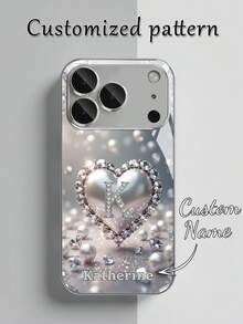 1 buah Casing Ponsel Kaca Perak Berlapis Elektroplating Definisi Tinggi dengan Nama Kustom, Hiasan Hati Mutiara Imitasi Perak & Berlian Imitasi, Kompatibel dengan Apple 17 Pro Max/16 Pro Max/15 Pro/14 Plus/13 Pro/12 Pro Max/11/Xs Max/8/7/6 Plus, S24 Ultra/S25 Ultra, Modis, Berwarna-warni, Lucu, Menyenangkan, Minimalis, Casing Ponsel untuk Hari Ibu, Hari Ayah, Pelindung Ponsel, Aksesori Ponsel, Casing Ponsel Kustom - Perak - View 4