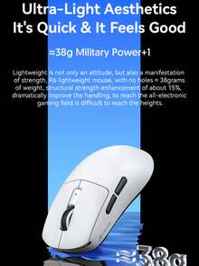 R6 无线鼠标，轻量级 PAW3950 电竞 42,000 DPI 游戏 3 模式蓝牙 8K 鼠标 - 查看 4