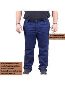 Men's Blue Jeans With Elastane Lycra Plus Size (Sizes 50, 52, 54, 56) Direct From The Factory Immediate Shipping - Màu xanh lam - Xem 5