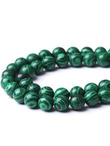 1串天然石珠，绿色孔雀石宝石圆形散珠，水晶能量石，具有疗愈功效，适用于珠宝制作、DIY手链饰品，尺寸：4、6、8、10毫米 - 彩色 - 查看 4