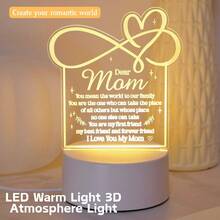 1个3D亚克力雕刻小夜灯，USB供电，带开关按钮，粉色灯光，是送给妈妈的完美生日、圣诞节、感恩节、母亲节礼物。 - 黃色 - 查看 1