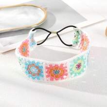 1 pieza Diadema de ganchillo hueca con flor y elástico, accesorio de fotografía para mujer, diadema de ganchillo con flor para protección solar, regalo del Día de la Madre, accesorios de verano para el cabello, bandana de playa para mujer - Multicolor - Ver 7