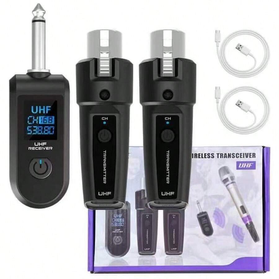 K-006 Wireless Microphone Transmitter & Receiver, XLR Microphone Wireless System, Rechargeable Wireless Microphone Adapter For Mixer, Dynamic Microphone, Electric Guitar Bass, Live Streaming Mixer, Equipped With Rechargeable Battery DC3.7V/200mAH - one-size - View 1