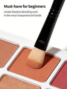 12pcs Round Blush Makeup Brushes, Soft Portable Professional Face Contour Highlighter Blush Makeup Tools - Black - View 7