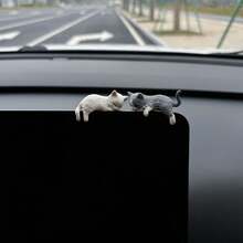 Mini Cute Cat Car Ornament - Creative Lying Cat Figurine For Car Display, Cute Interior Decoration Accessories For All Vehicles - 慵懶貓咪4隻裝[贈無痕膠] - 查看 7