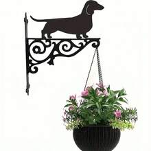 1 Stück Metall Dackel Outdoor Pflanzenhängekorb, Pflanzenhalter, schwere Wandmontage Hängekorb, Terrassen Garten Pflanzenregal - Hund - Übersicht 5