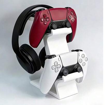Universeller 3-in-1 Gamecontroller & Kopfhörerständer, Halterung für 2 Gamecontroller & 1 Kopfhörer, platzsparender Schreibtischorganizer, robuste Kopfhörerablage für Hardcore-Gamer und gelegentliche Nutzer, für Gaming-Heimunterhaltung, Arbeitsplatzeinrichtung, Aufbewahrungsregal, Schreibtischzubehör, Gaming-Raumdekoration